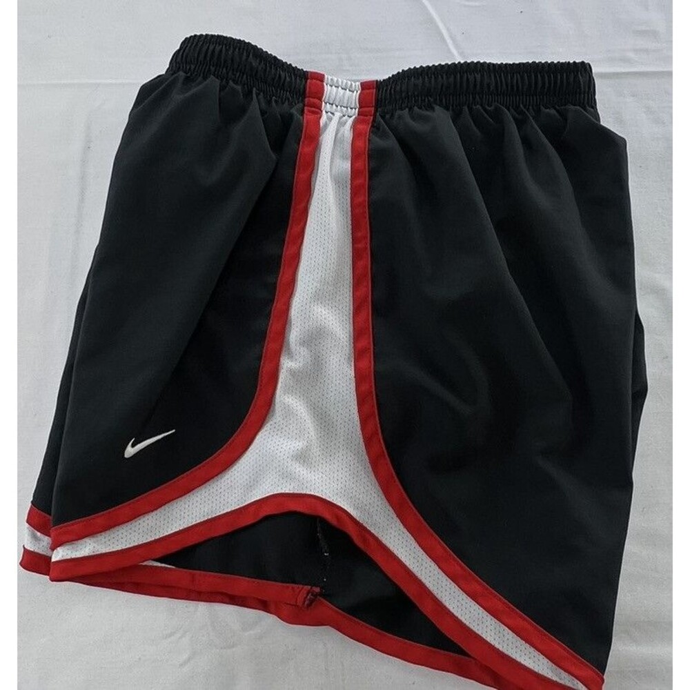 Nike Womens Dri-Fit Black Red White Athletic Activewear Running Shorts Size S
